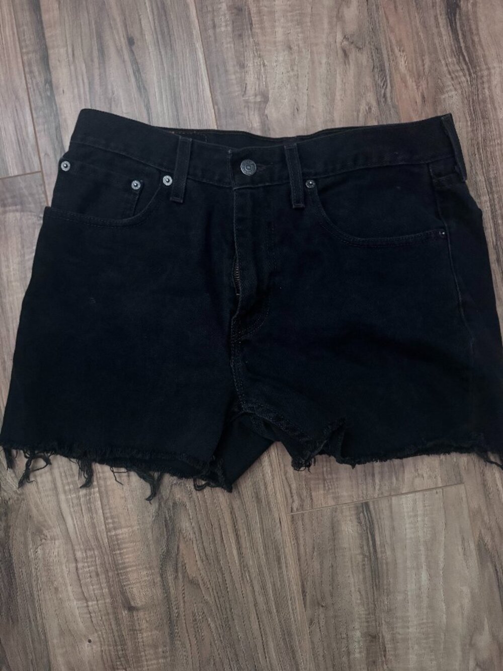 Levi’s 516 Black Denim Cut Off Shorts